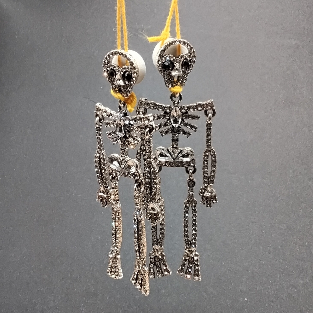 Sparking Rhinestone Skeleton Earrings - image 4